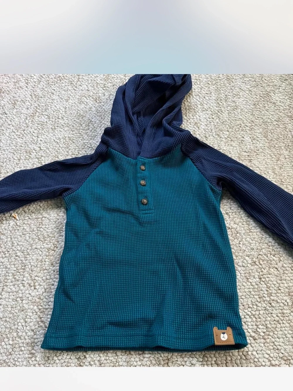 Carter's Teal Body Navy Hooded Henley Sweatshirt